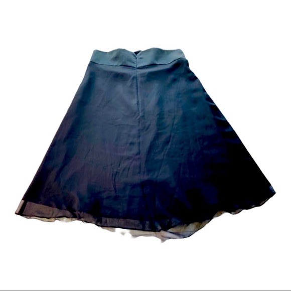 White House Black Market 100% Silk Skirt Tuxedo Waist Layered Womens Black Sz 10 - Picture 3 of 13
